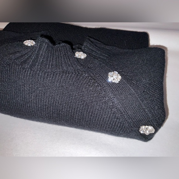 J Crew Sweater Dress - Black with jeweled embellishments - wool blend - nwt - XL - Picture 3 of 12